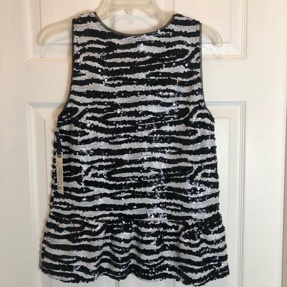 BB Dakota Sleeveless Zebra Sequin Peplum Waist Top  Size Small NEW WITH TAGS - Picture 9 of 10